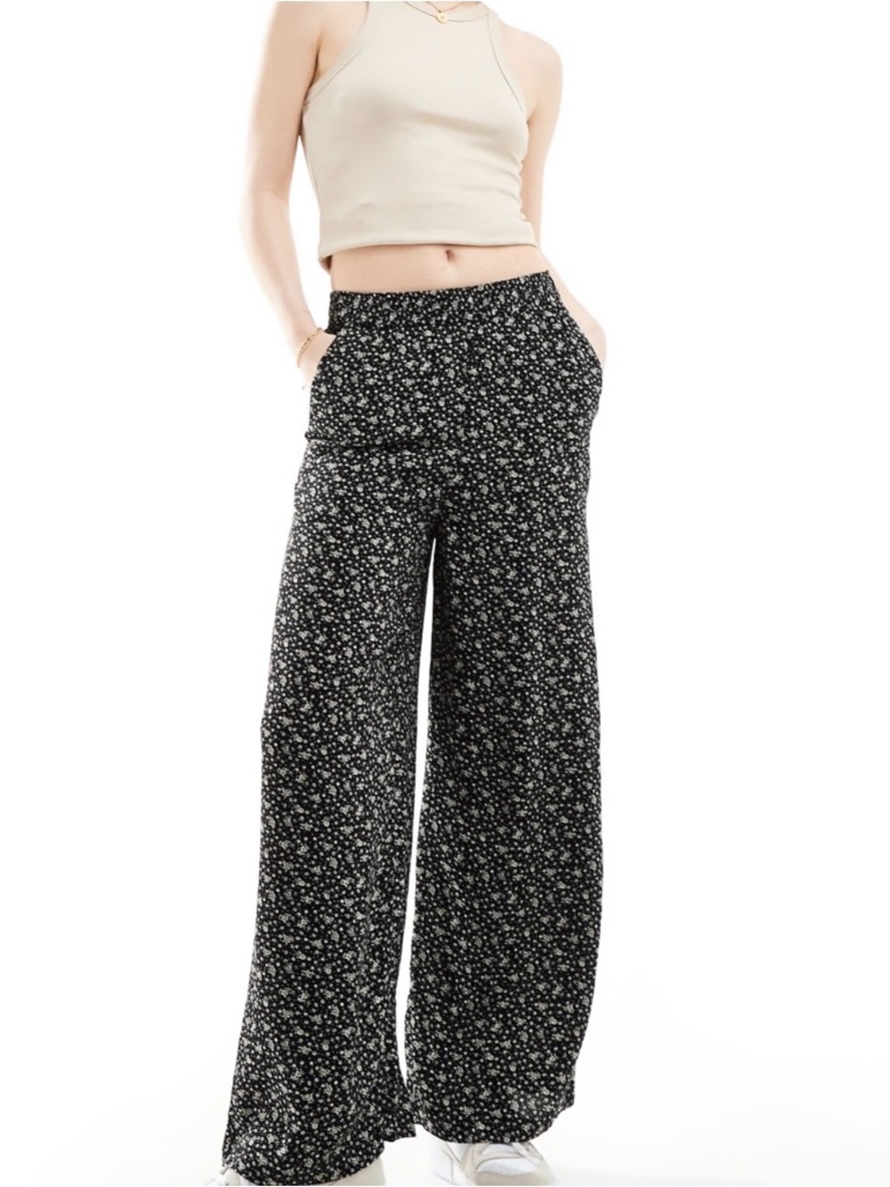 NWT & Other Stories Black Floral Wide Leg Pants